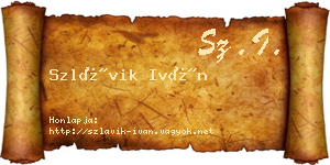 Szlávik Iván névjegykártya