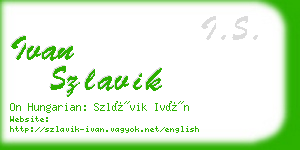 ivan szlavik business card